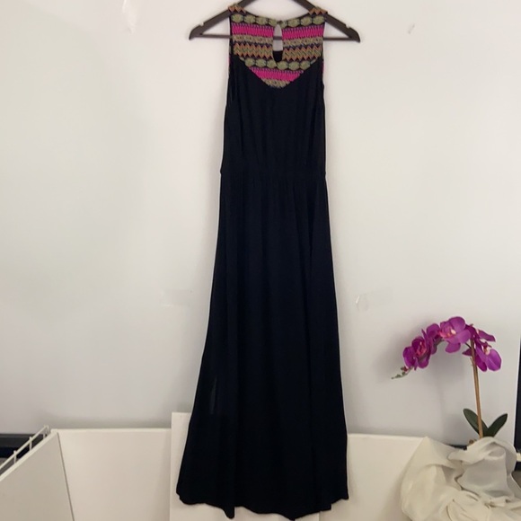 Xhilaration Black Maxi Dress with 2 side Splits SP - Picture 2 of 4